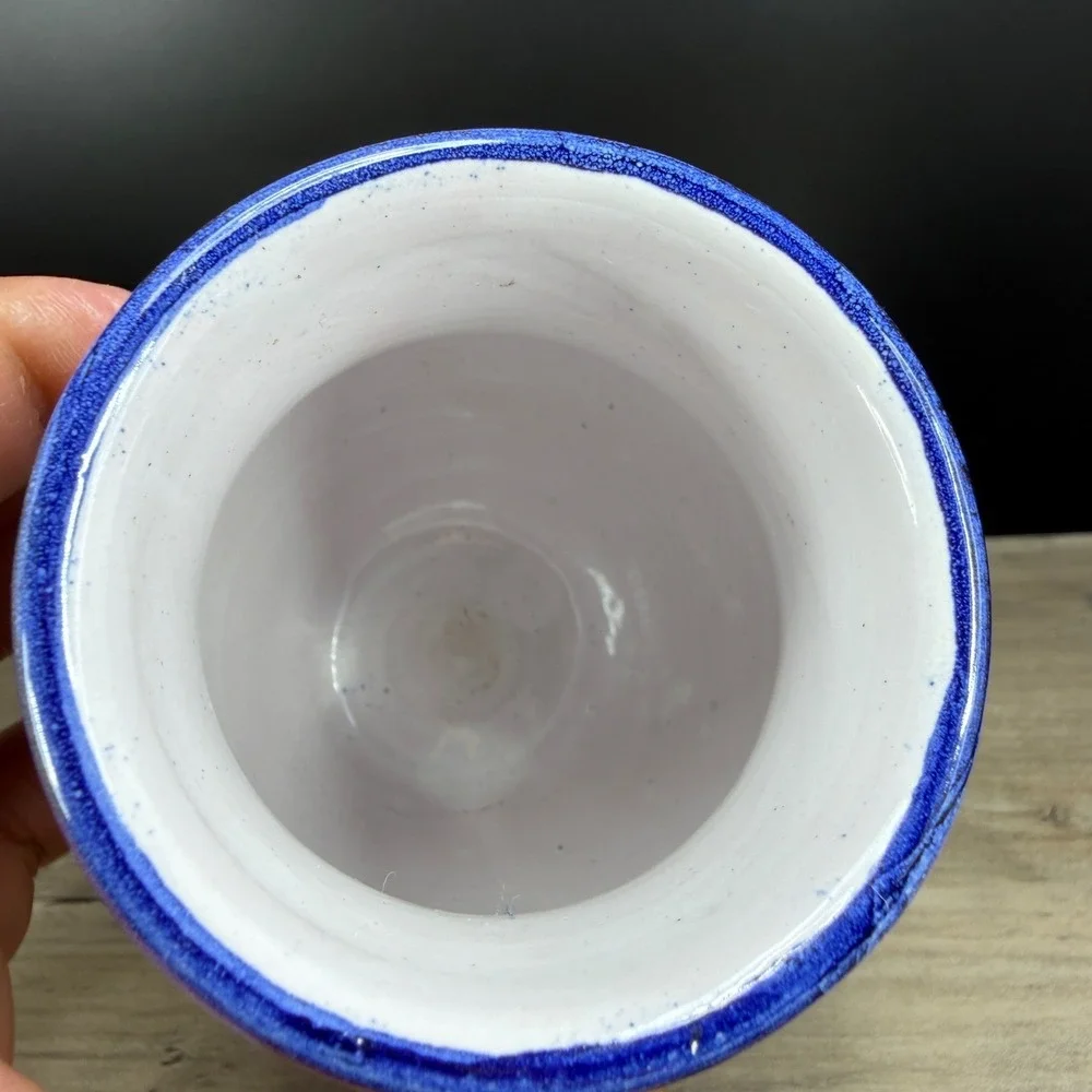 Vintage Made in Norway Blue White Floral‎ Ceramic Bud Vase Hand Painted 3.5 Inch